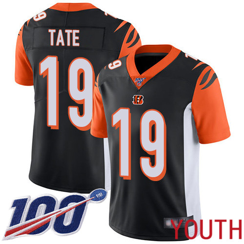 Cincinnati Bengals Limited Black Youth Auden Tate Home Jersey NFL Footballl #19 100th Season Vapor Untouchable->youth nfl jersey->Youth Jersey